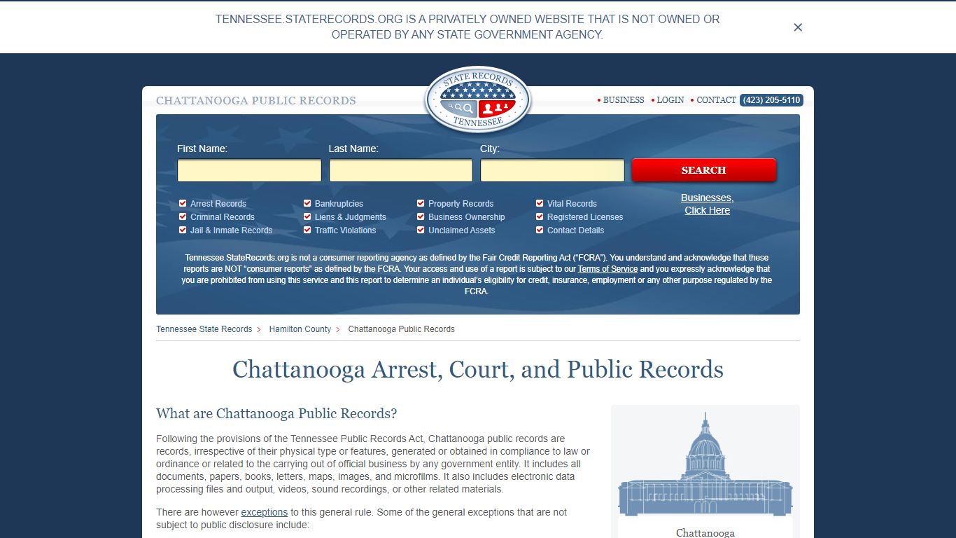 Chattanooga Arrest and Public Records - StateRecords.org